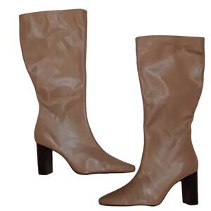 NWOB Genuine Leather Colin Stuart Tan Boots With Block Heel Pointed Toe 9.5